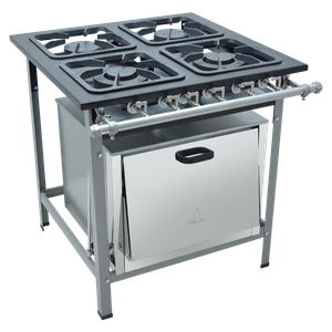 Fogao 4 Bocas 30X30cm Gas Glp Baixa Pressao Perfil 6,5Cm Com Forno - Metalmaq