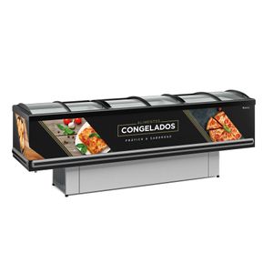 Balcao Refrigerado Ilha Gesv-290c Preto Vidro Curvo 220V - Gelopar