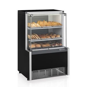 Vitrine Expositora Aurora Meqa-075r Preto Vidro Reto Com Bandeja 220V - Gelopar