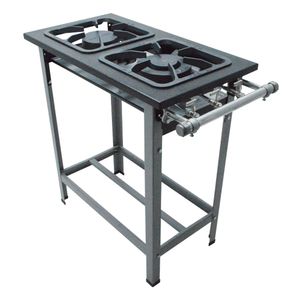 Fogao 2 Bocas 30X30cm Gas Natural Alta Pressao Perfil 6,5Cm De Pe - Metalmaq