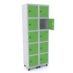 Roupeiro De Aço 10 Portas Verde Pequenos Tranca Cadeado - Pandin