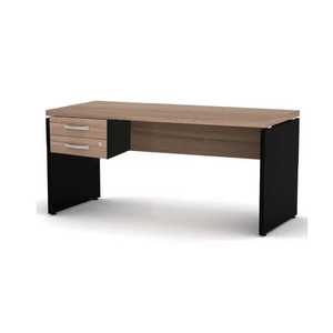 Mesa Secretaria Pe40 120X60 Walnut E Preto 2 Gavetas - Pandin