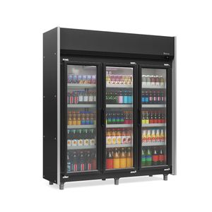 Balcao Refrigerado Expositor Vertical Geas-3p Preto 3 Portas 1,83Mt 220V - Gelopar