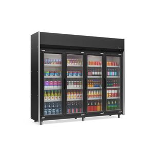 Balcao Refrigerado Expositor Vertical Geas-4p Preto 4 Portas 2,35Mt 127V - Gelopar