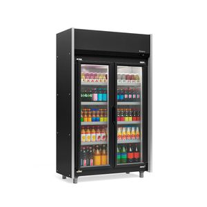 Balcao Refrigerado Expositor Vertical Geas-2p Preto 2 Portas 1,23Mt 220V - Gelopar