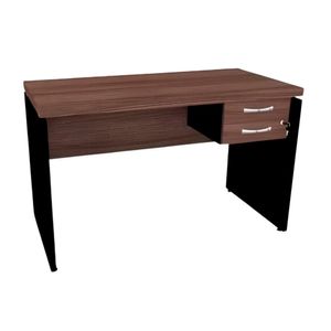 Mesa Secretaria Pe40 135X60 Walnut E Preto 2 Gavetas - Pandin