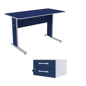 Mesa Secretaria Maxxi 120X60 Azul 2 Gavetas - Pandin