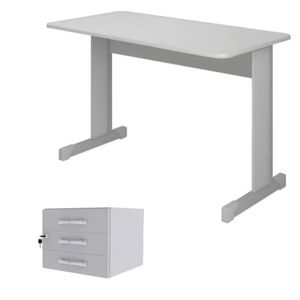 Mesa Secretaria Maxxi 120X60 Cinza 3 Gavetas - Pandin