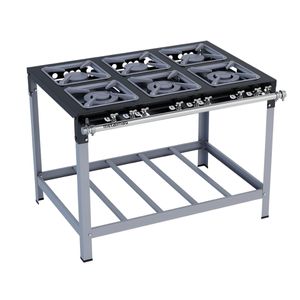 Fogao 6 Bocas 30X30cm Gas Glp Baixa Pressao Perfil 6,5Cm Centro De Cozinha - Metalmaq