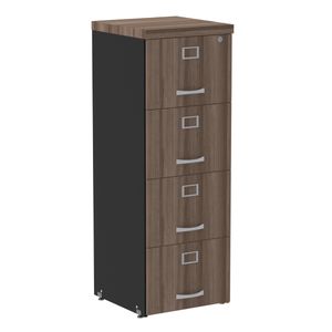 Arquivo De Madeira Montavel Pe40 Walnut E Preto - Pandin