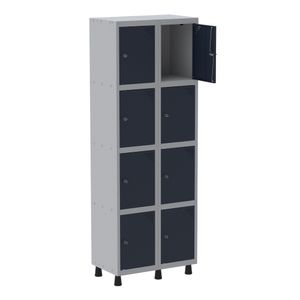 Roupeiro De Aço 8 Portas Pequenos Azul Tranca Cadeado - Pandin