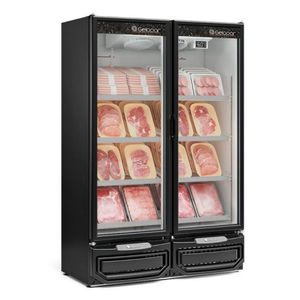 Balcão Refrigerado Carnes E Bebidas Vertical Gcbc950 Preto 957L Porta Vidro 220V - Gelopar