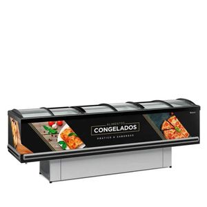 Balcao Refrigerado Premium Ilha Gesv-290cl Preto Com Iluminação Vidro Curvo 220V - Gelopar