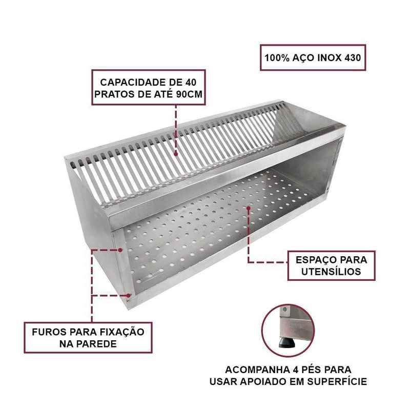 ESCORREDOR-DE-PRATOS-INOX-EP800-30X80X30CM---EDANCA