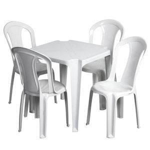 Conjunto Mesa Com 4 Cadeiras Plasticas Bistro Giovana Branco - Duo