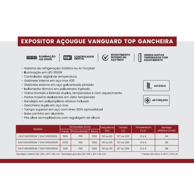 BALCAO-EXPOSITOR-ACOUGUE-VANGUARD-TOP-GANCHEIRA-ESTATICO-EAVTG-2000E-PRETO-VIDRO-RETO-220V---REFRIMATE