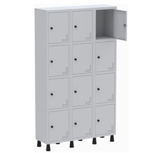 Roupeiro De Aço Light 12 Portas Cinza Tranca Cadeado - Pandin