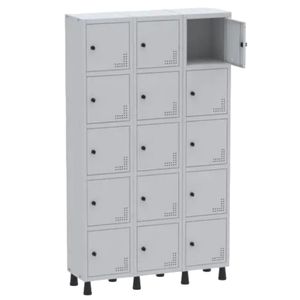 Roupeiro De Aço Light 15 Portas Cinza Tranca Cadeado - Pandin