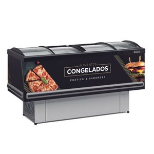 Ilha Para Congelados Plus Dupla Açao Gesv-190c Preto Vidro Curvo 220V - Gelopar