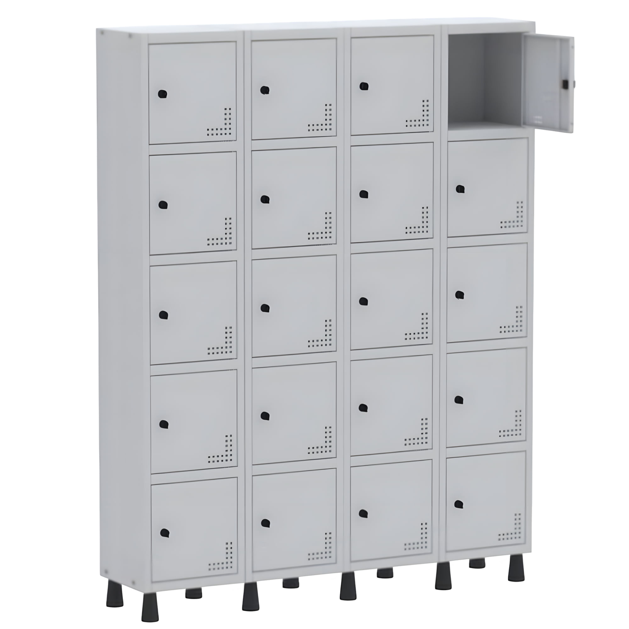 Roupeiro De Aço Light 20 Portas Cinza Tranca Cadeado - Pandin