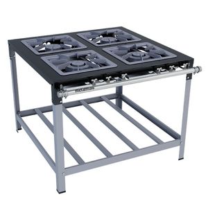 Fogao 4 Bocas 40X40cm Gas Glp Alta Pressao Perfil 9Cm De Pe - Metalmaq