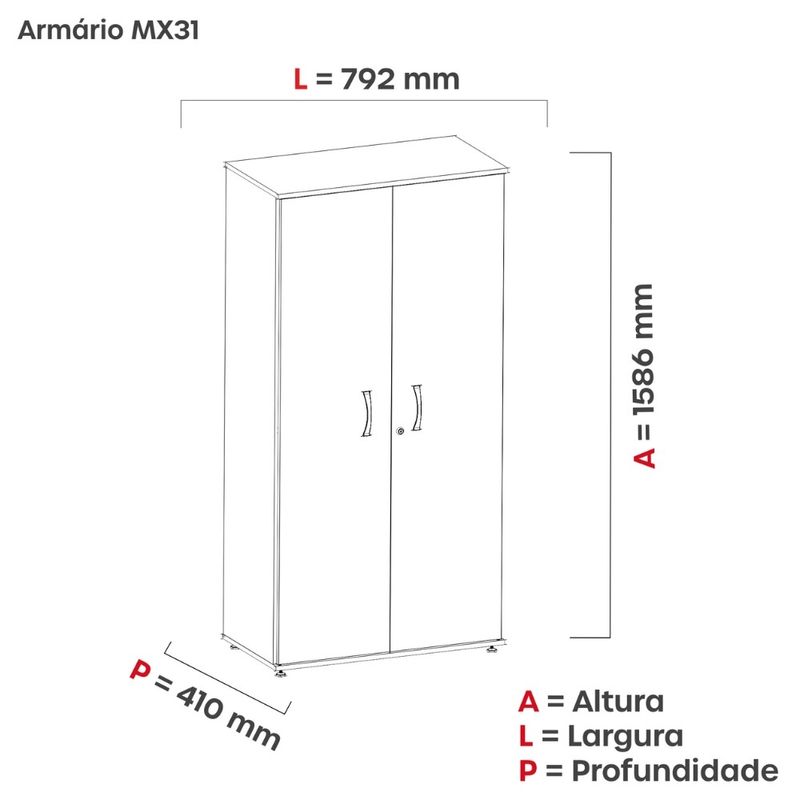 ARMARIO-ALTO-158X89X38-MAXXI-2-PORTAS-3-PRATELEIRAS-PRETO---PANDIN