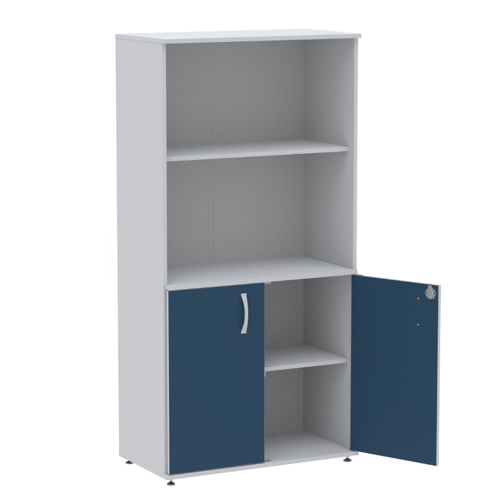 Armário Misto Maxxi 2 Portas Baixa 158X89x41 Azul E Cinza - Pandin