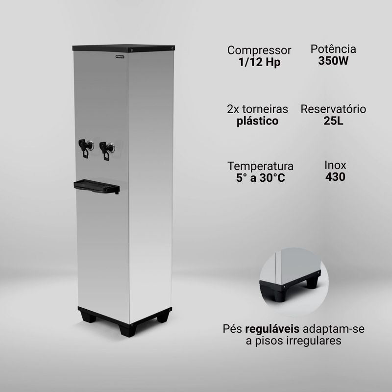 BEBEDOURO-INOX-25-LITROS-2-TORNEIRAS-220V-COM-FILTRO---UNIMAX