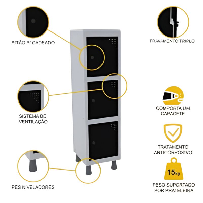 MINI-ROUPEIRO-ACO-3-PORTAS-PRETO-TRANCA-CADEADO---PANDIN