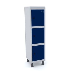 Mini Roupeiro Aço 3 Portas Azul Delrei Tranca Cadeado - Pandin