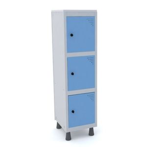 Mini Roupeiro Aço 3 Portas Azul Daly Tranca Cadeado - Pandin