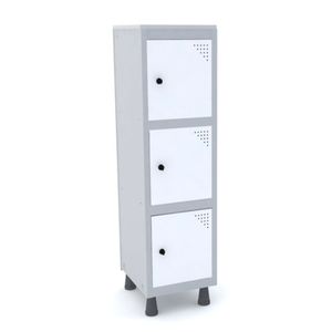 Mini Roupeiro Aço 3 Portas Branco Tranca Cadeado - Pandin