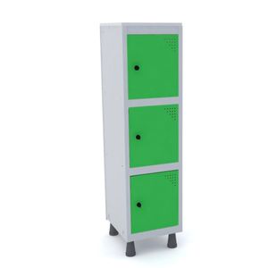 Mini Roupeiro Aço 3 Portas Verde Tranca Cadeado - Pandin
