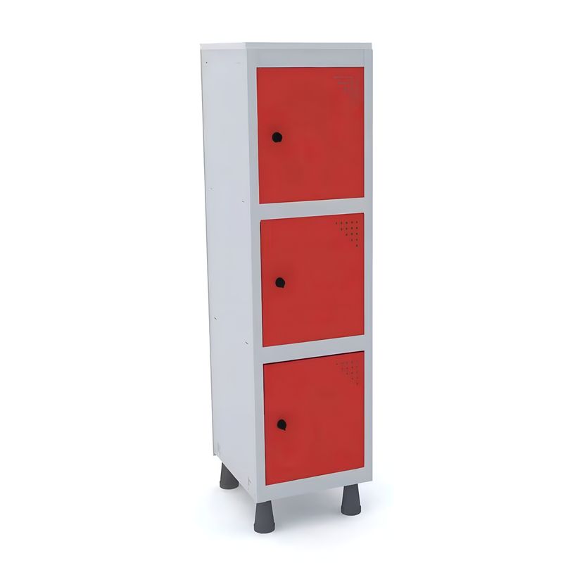 MINI-ROUPEIRO-ACO-3-PORTAS-VERMELHO-TRANCA-CADEADO---PANDIN
