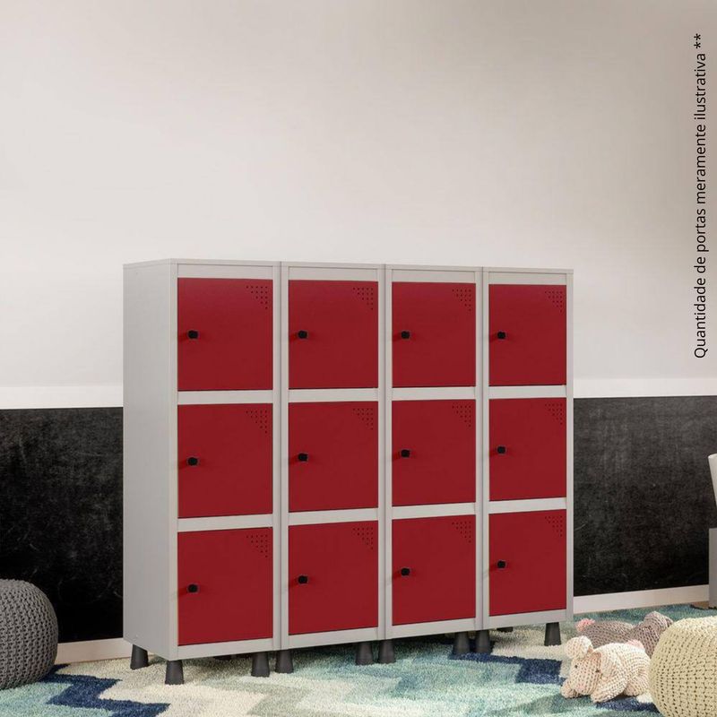 MINI-ROUPEIRO-ACO-3-PORTAS-VERMELHO-TRANCA-CADEADO---PANDIN