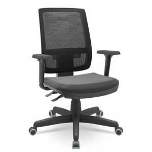 Cadeira Presidente Brizza Couro Preto Braço 3D Backplax - Plaxmetal