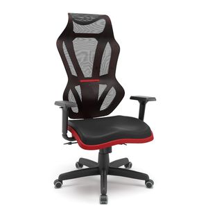 Cadeira Vizon Dz Vinil Preto Shift Vermelho Braço 3D Relax - Plaxmetal