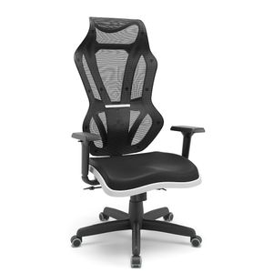 Cadeira Vizon Dz Vinil Preto Shift Branco Braço 3D Relax - Plaxmetal