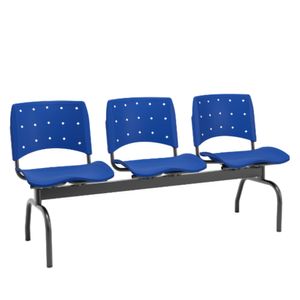Longarina Ergoplax 3 Lugares Azul - Plaxmetal