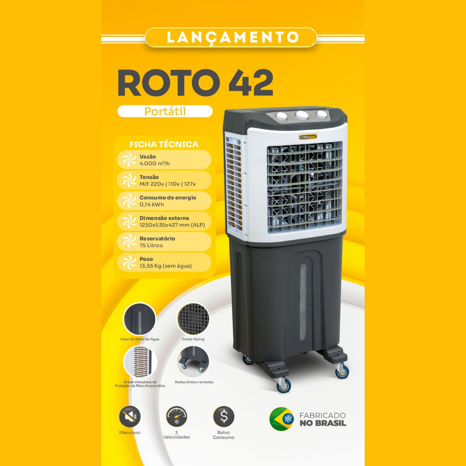 Climatizador Evaporativo Portatil Roto-42 220V - Rotoplast
