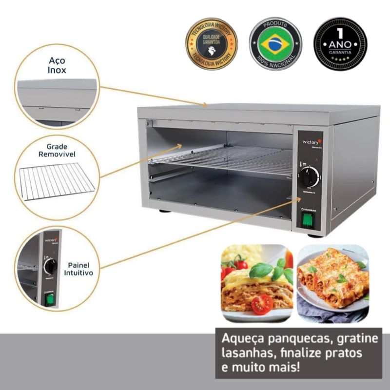 FORNO-GRATINADOR-SALAMANDRA-ELETRICO-WS-35-INOX-220V---WICTORY