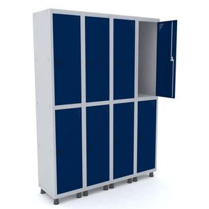 Roupeiro De Aço 8 Portas Grandes Azul Delrey Com Prateleira Tranca Cadeado - Pandin