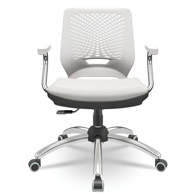 CADEIRA-BEEZI-GIRATORIA-VINIL-BRANCO-BASE-E-BRACO-CROMADA-REGULADOR-ENCOSTO---PLAXMETAL