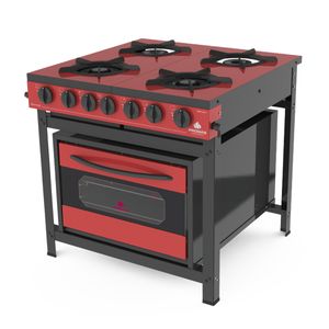 Fogao 4 Bocas Gas Prge-402f Gourmet Forno Vermelho - Progas
