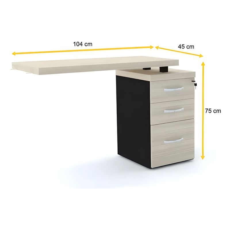MESA-COMPLEMENTO-4-GAVETAS-75X104X45-NOGUEIRA-E-PRETO---PANDIN