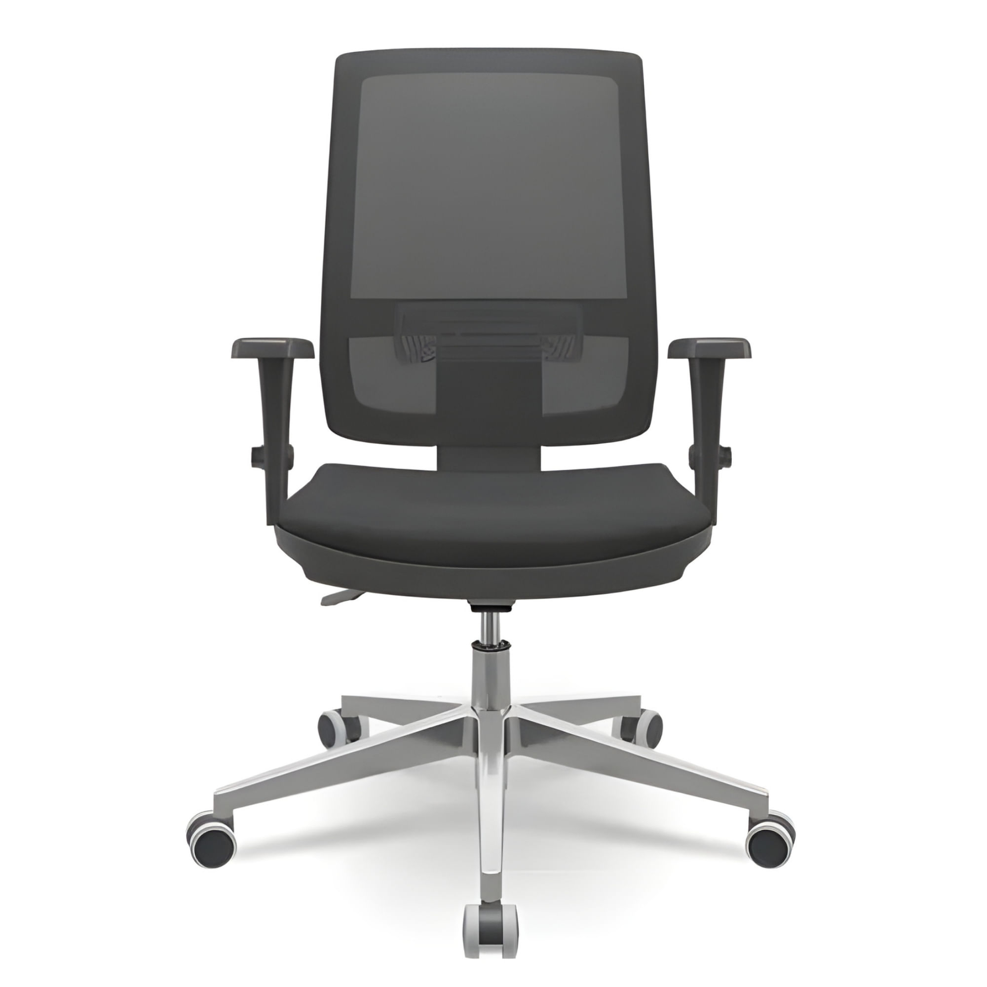Cadeira Presidente Brizza Couro Preto Braço 3D Backplax Base