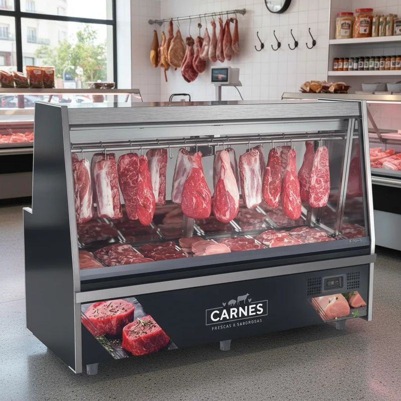 BALCAO-DE-ACOUGUE-TURINO-STANDARD-GATS-200-PRETO-TENDAL-DUPLO-SEM-DEPOSITO-220V---GELOPAR