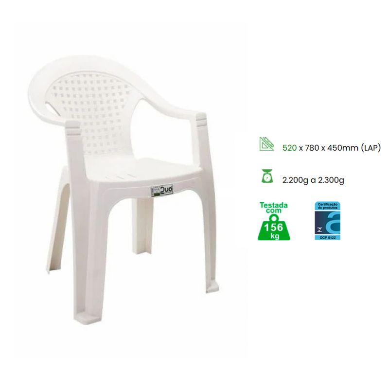 KIT-8-CADEIRAS-PLASTICAS-COM-BRACO-VIVIANE-BRANCA-156KG---DUOPLAST