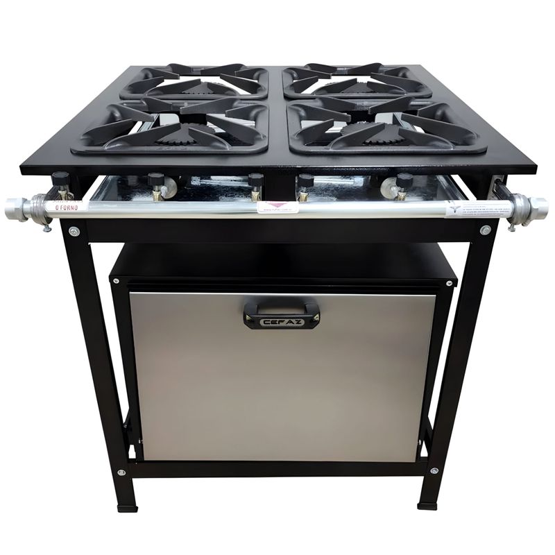 FOGAO-4-BOCAS-30X30-GOLD-CFZG-127-GAS-GLP-BAIXA-PRESSAO-PERFIL-7CM-COM-FORNO---CEFAZ