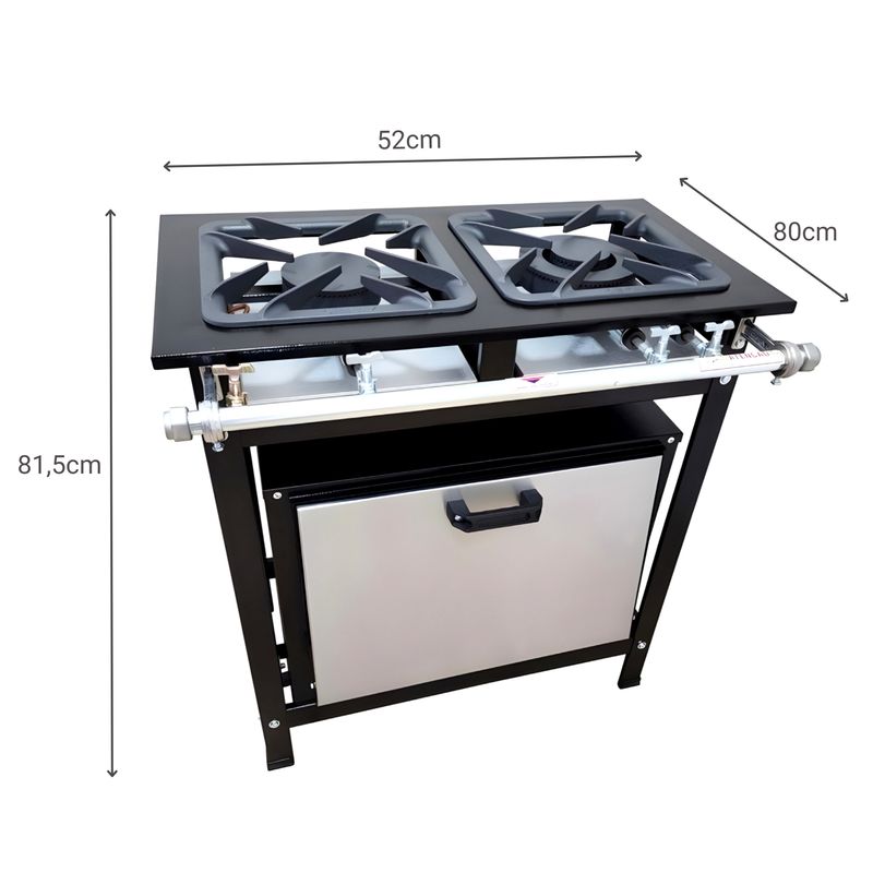 FOGAO-2-BOCAS-30X30-GOLD-CFZG-118-GAS-BAIXA-PRESSAO-PERFIL-7CM-COM-FORNO---CEFAZ